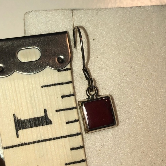 VTG Sterling & Red Jasper Stone Earrings Approx 1” - Picture 6 of 6